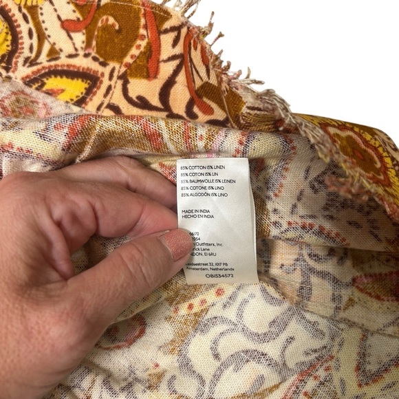 Anthropologie Pilcro Floral Tapestry Puff Sleeve Dress Size XS button linen rust - Picture 5 of 8